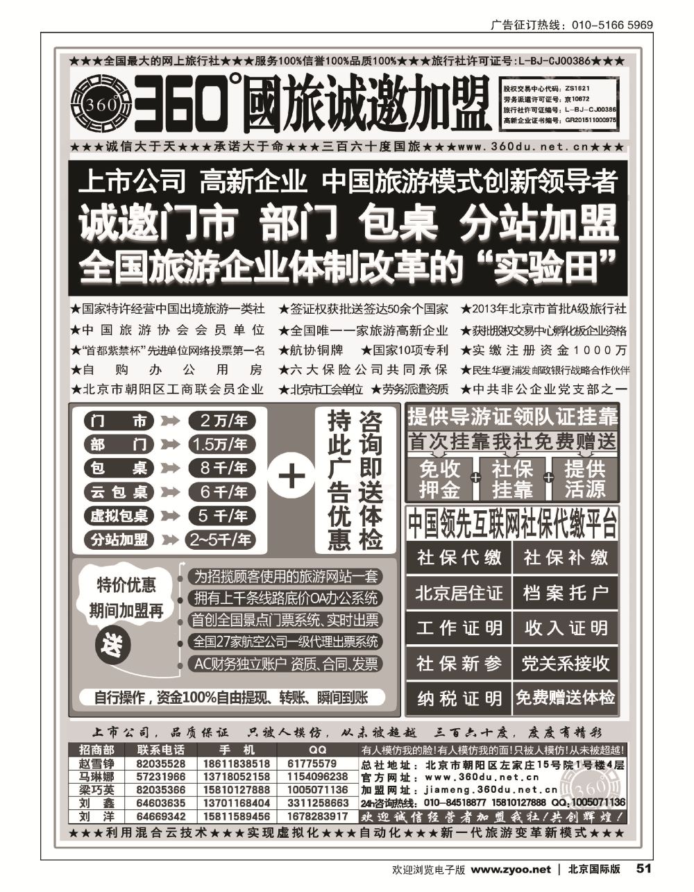 51 360°国旅包部门、包桌、虚拟包桌、分站加盟