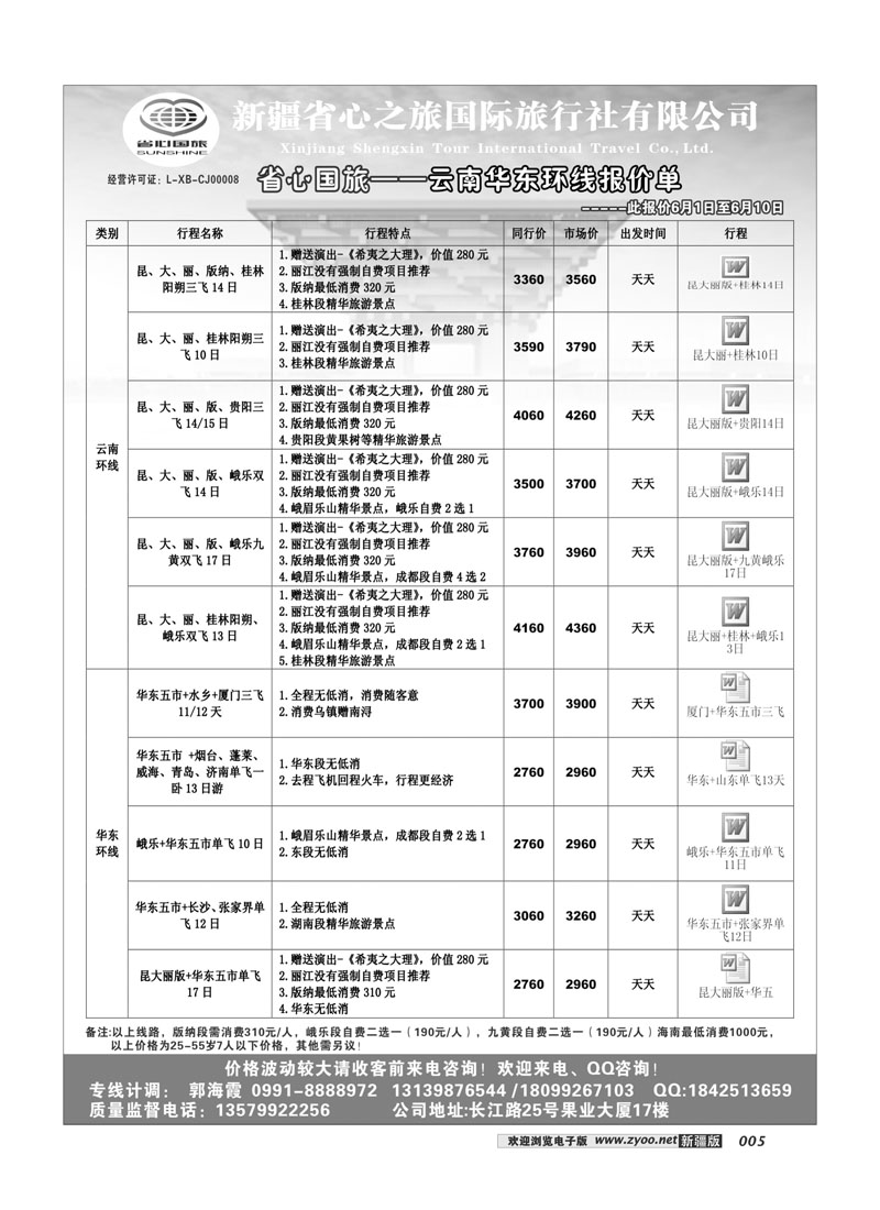 新疆省心之旅国际旅行社-华东昆明5