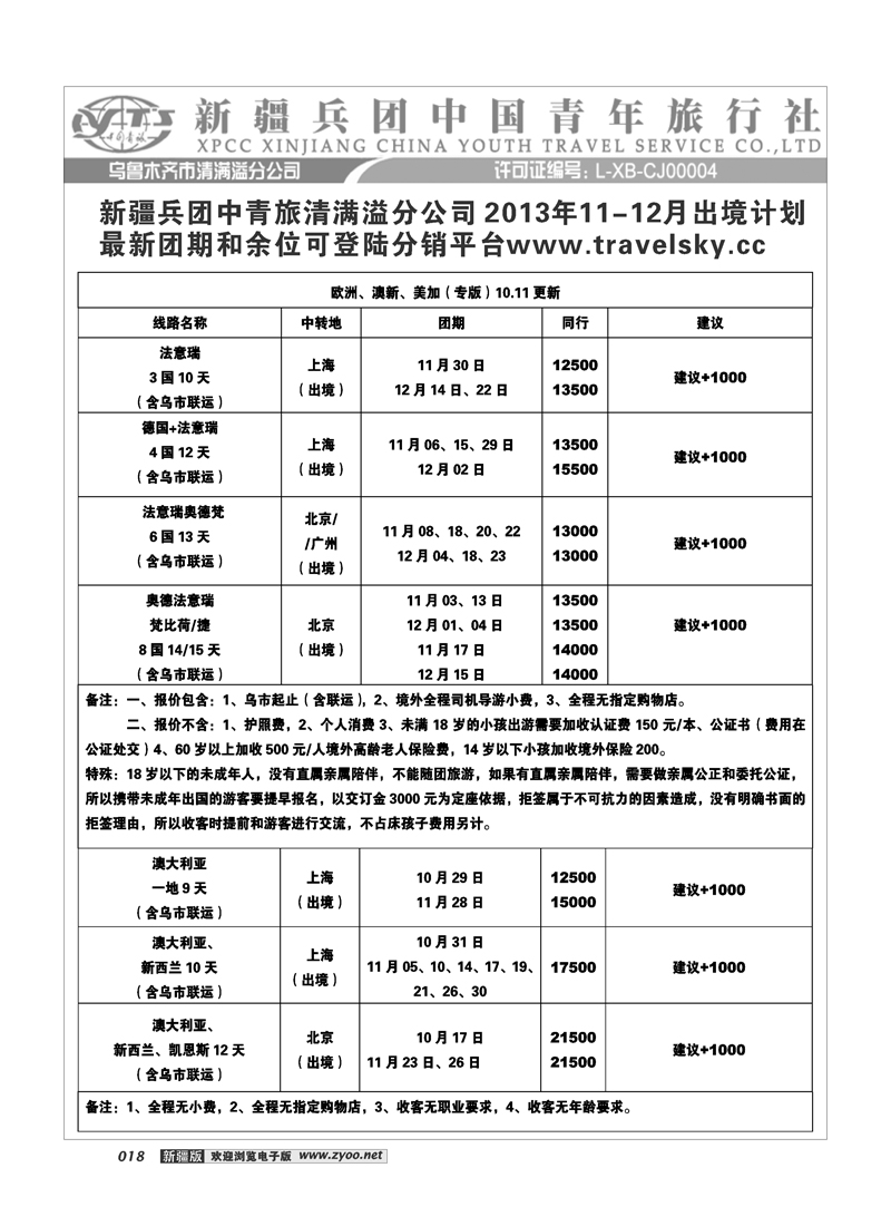 新疆兵团中国青旅清满溢分公司-欧美出境18