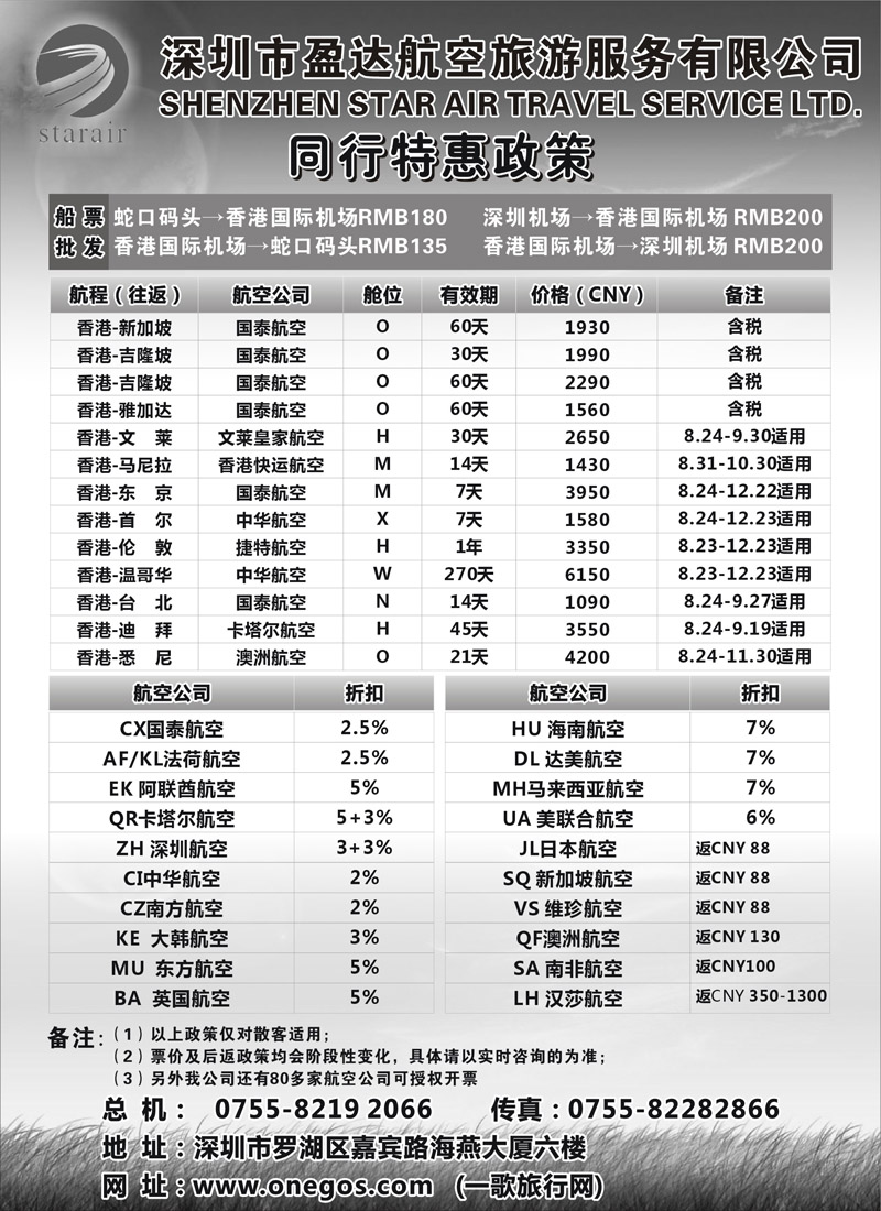 盈达航空旅游——国际机票