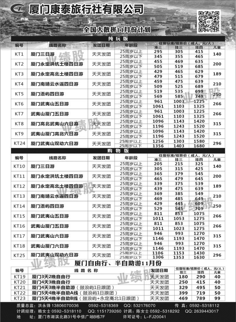 A红扉03   厦门康泰全国大散拼11月计划