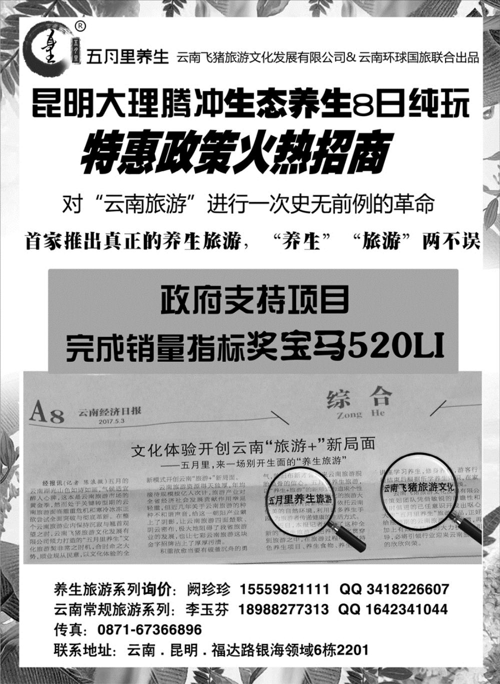C红扉03      昆明大理腾冲生态养生8日纯玩（招代理）