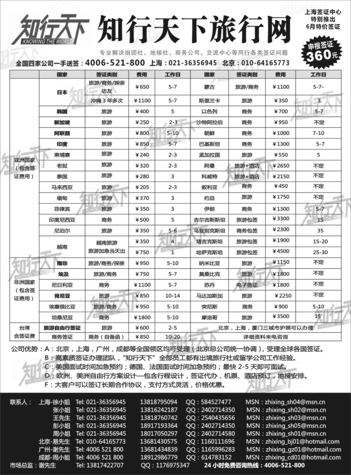 a5 知行天下旅行网上海签证中心