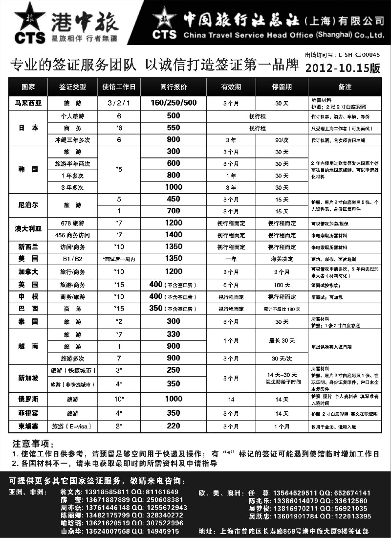 19港中旅旗下中旅总社签证服务