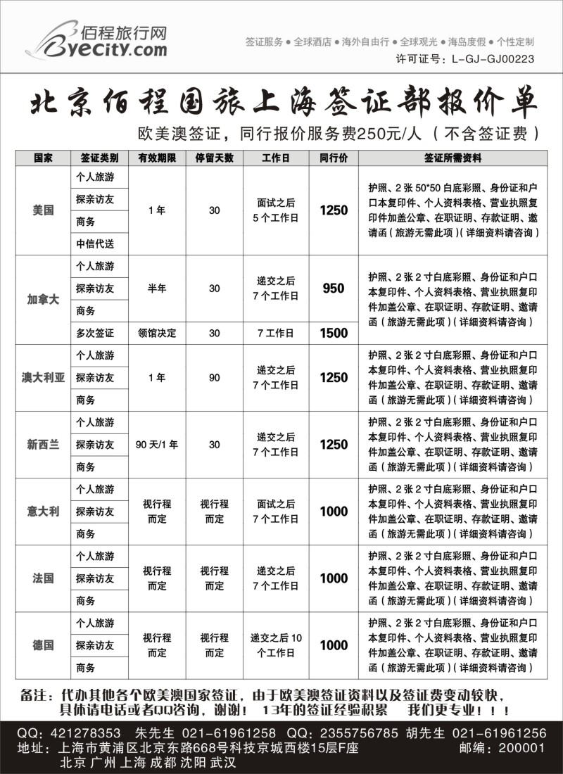 a16 北京佰程国旅-上海签证部