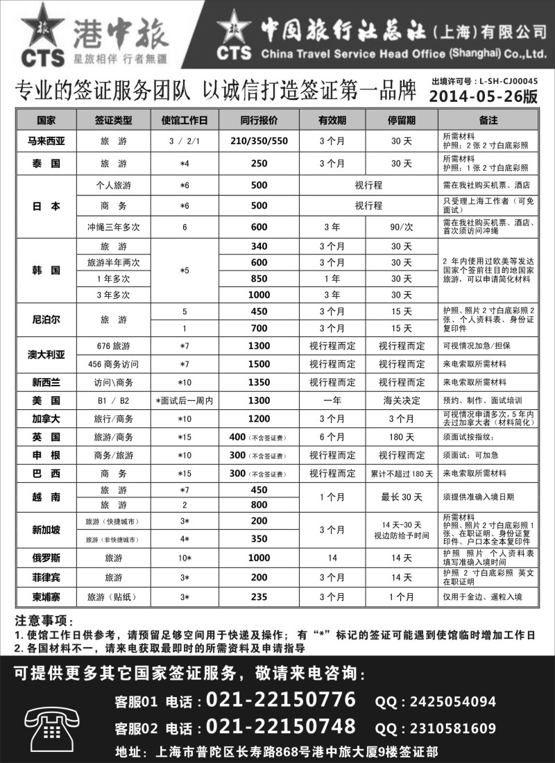 a13港中旅旗下中旅总社签证服务