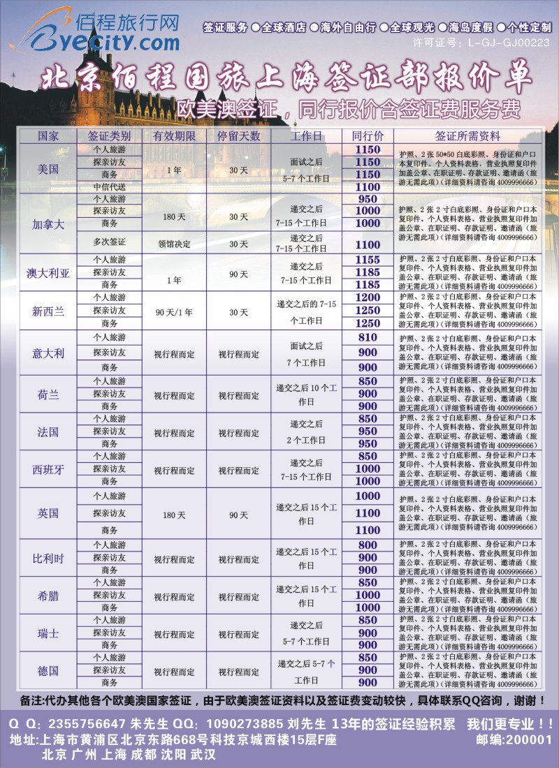 a彩31北京佰程国旅-上海签证部