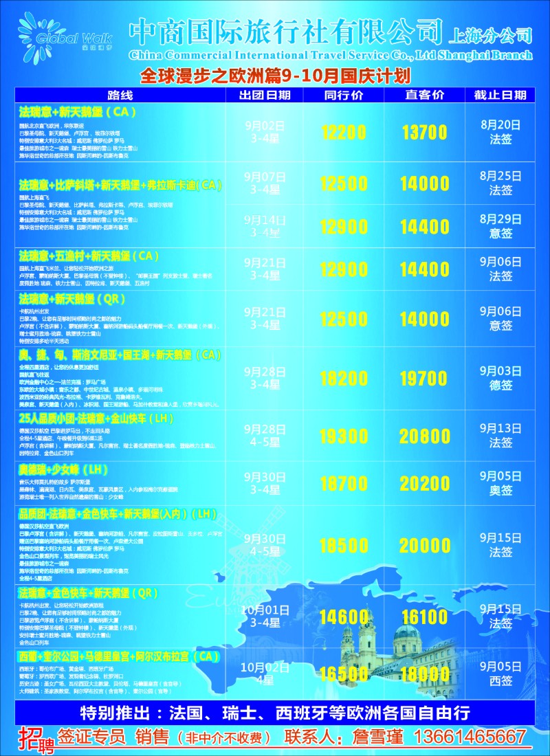 a彩74全球漫步之欧洲篇6——8月计划