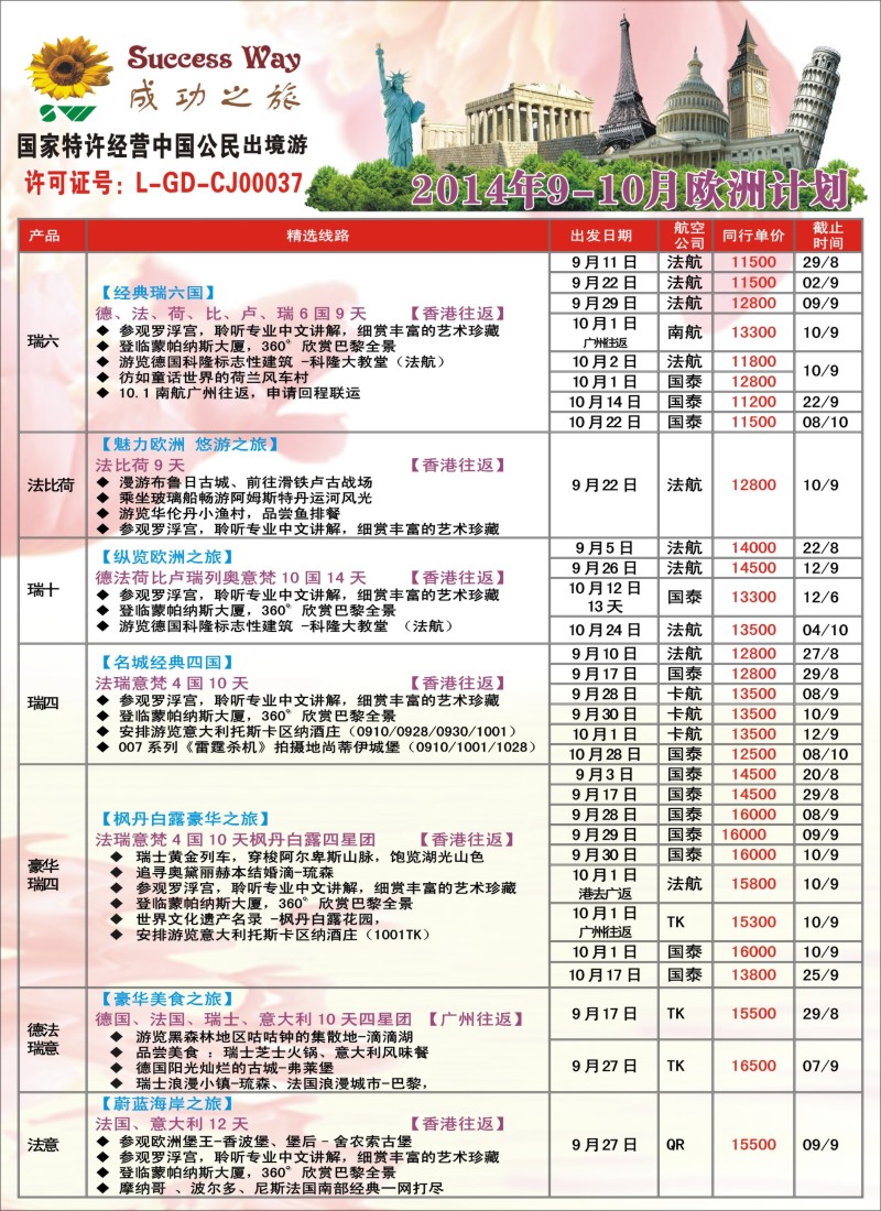 a彩116广州成功之旅－－欧洲、美洲、南美计划
