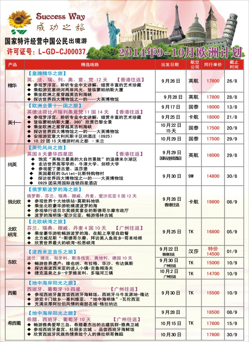 a彩109广州成功之旅－－欧洲、美洲、南美计划