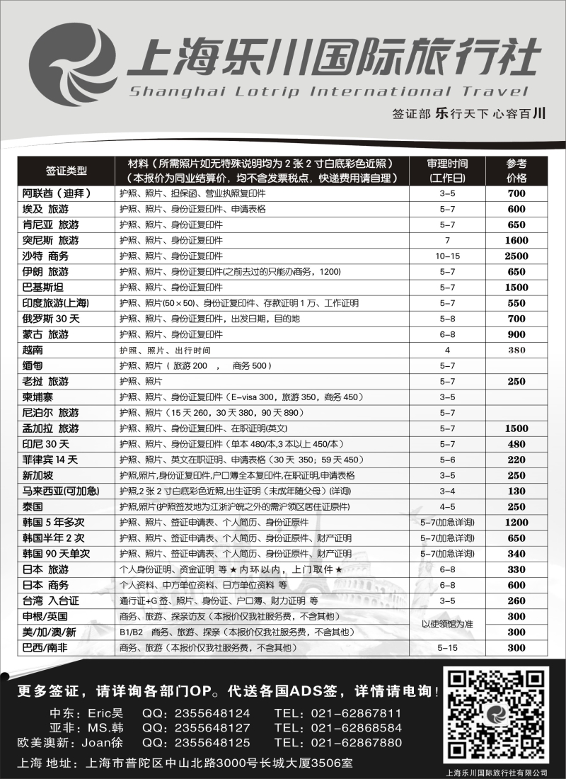 b19上海乐川国际旅行社——签证专线06783