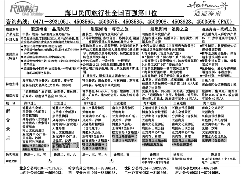3海口民间旅行社有限公司