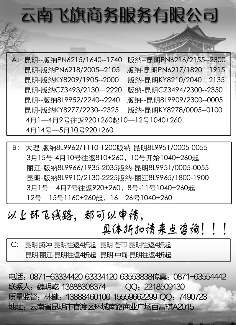 扉14云南飞旗商务服务有限公司