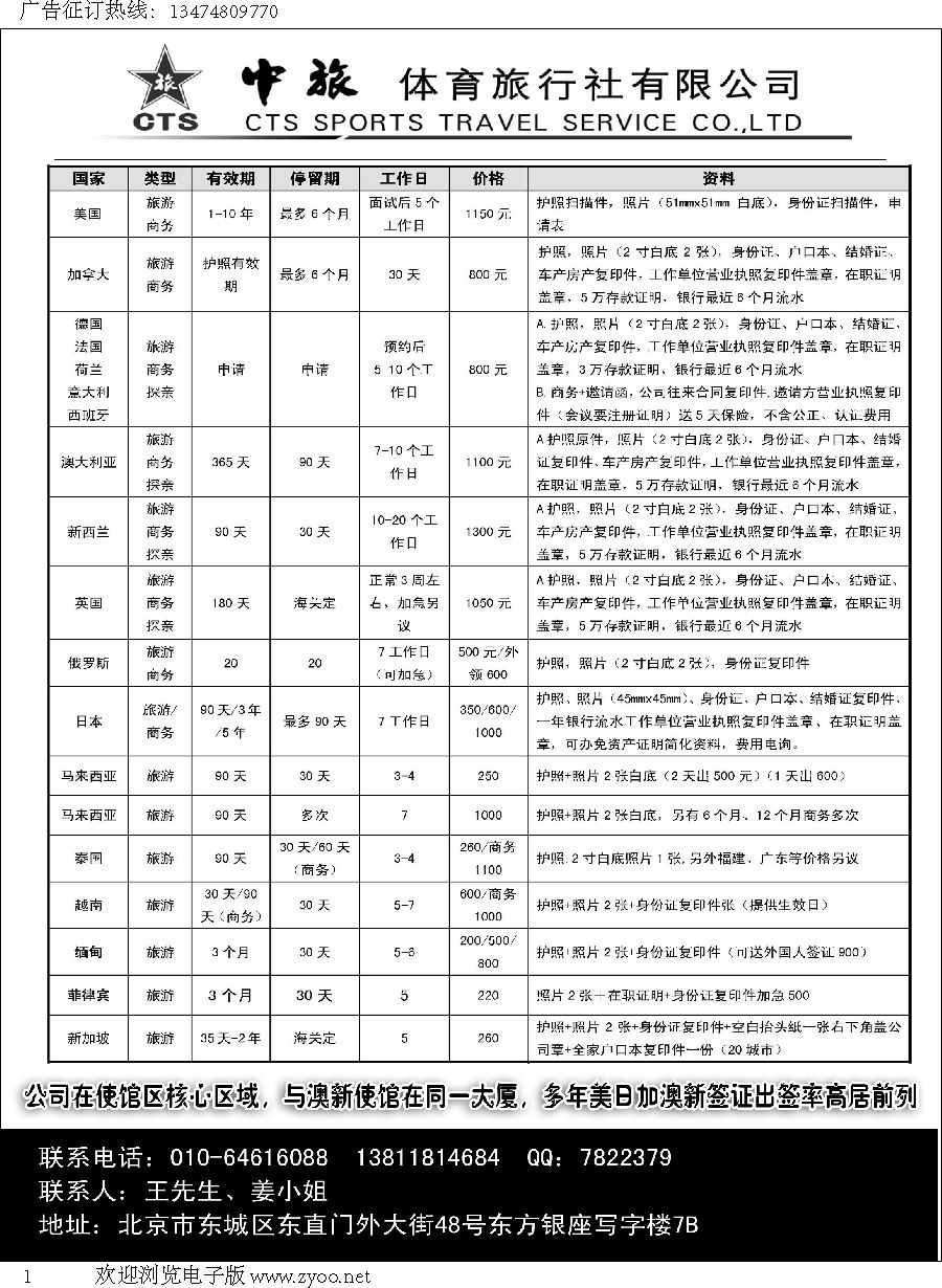 q黑001   中旅体育旅行社有限公司