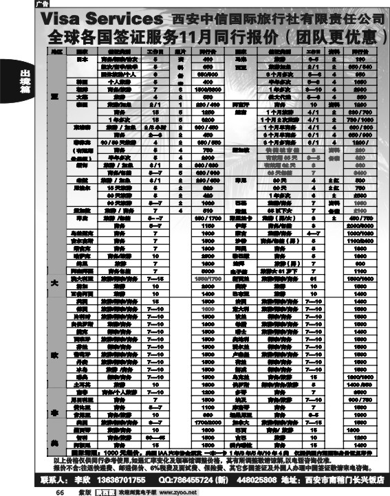 西安中信国际旅行社--签证篇