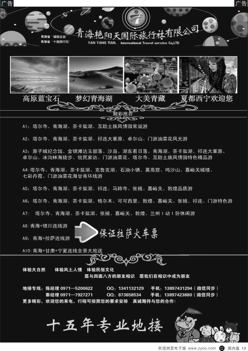 r黑013  青海艳阳天国际旅行社有限公司  黑13
