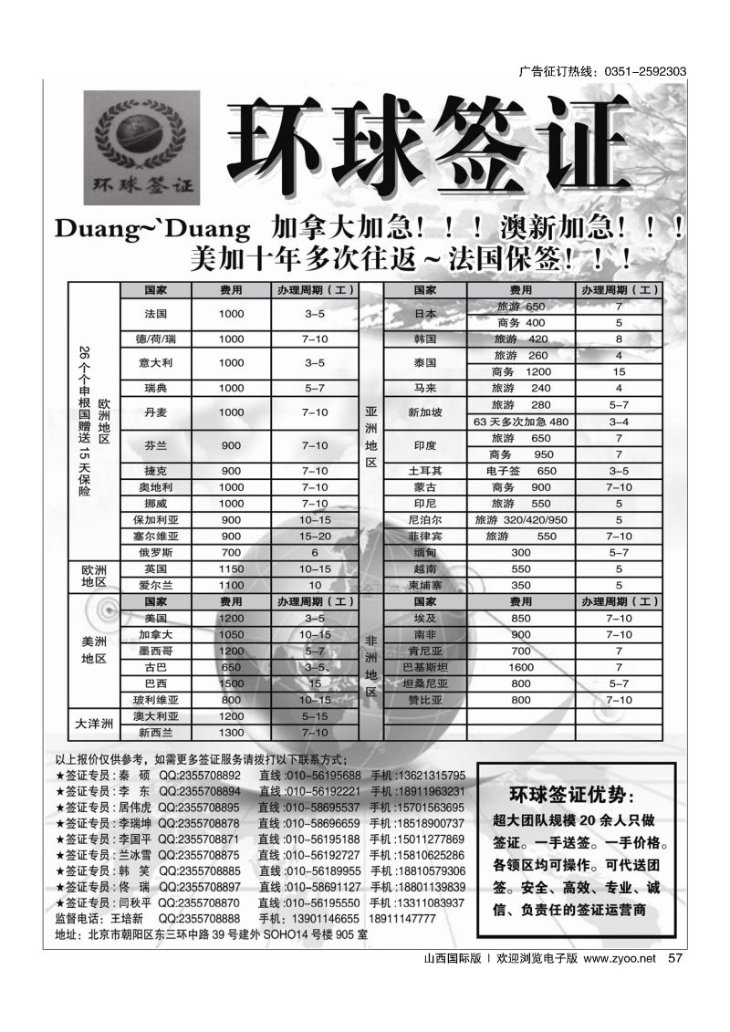 57签证信息