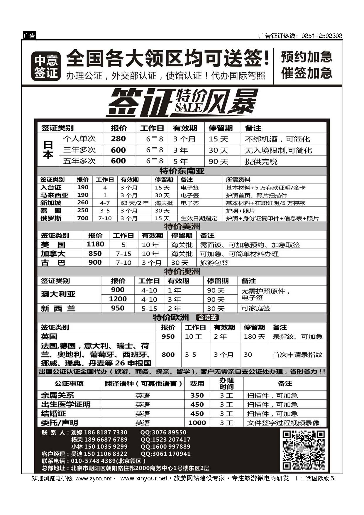 5 中意签证 