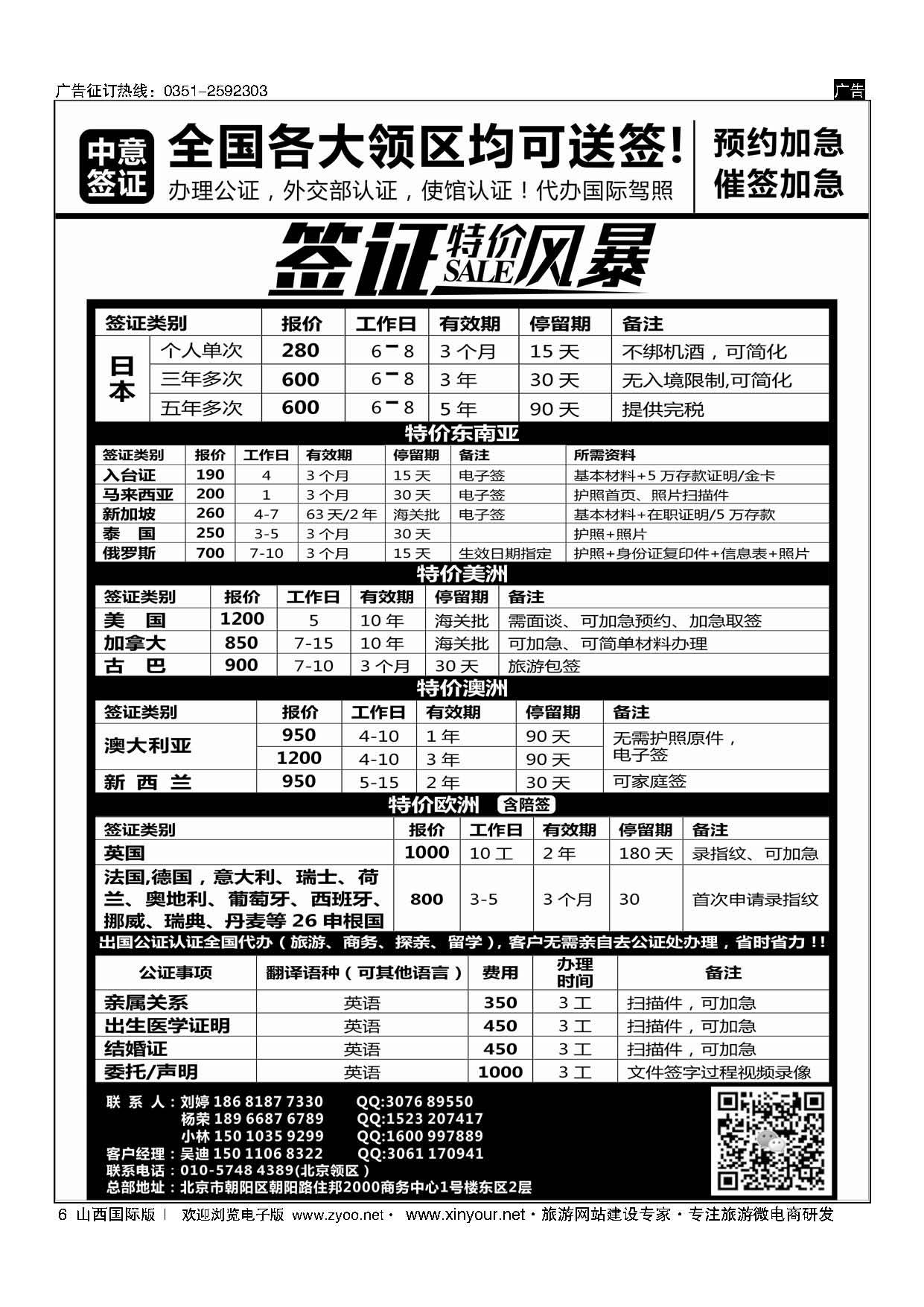 6 中意签证 