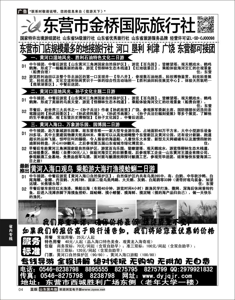 P04 东营金桥国际旅行社  省内专线