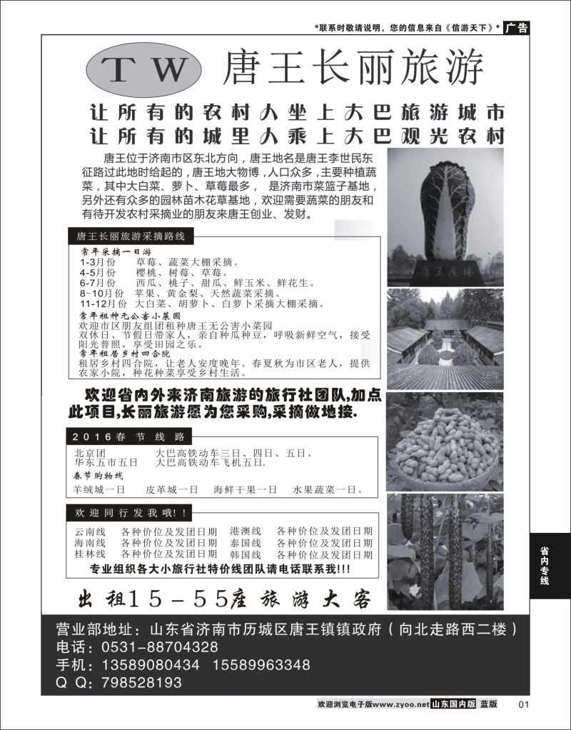 P01 唐王长丽旅游 {06396] 省内专线
