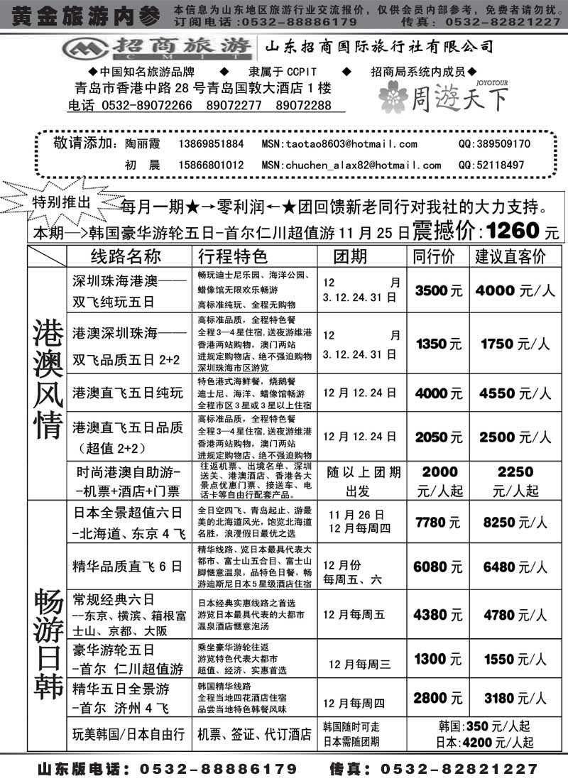 BP28山东招商国际旅行社—周游天下