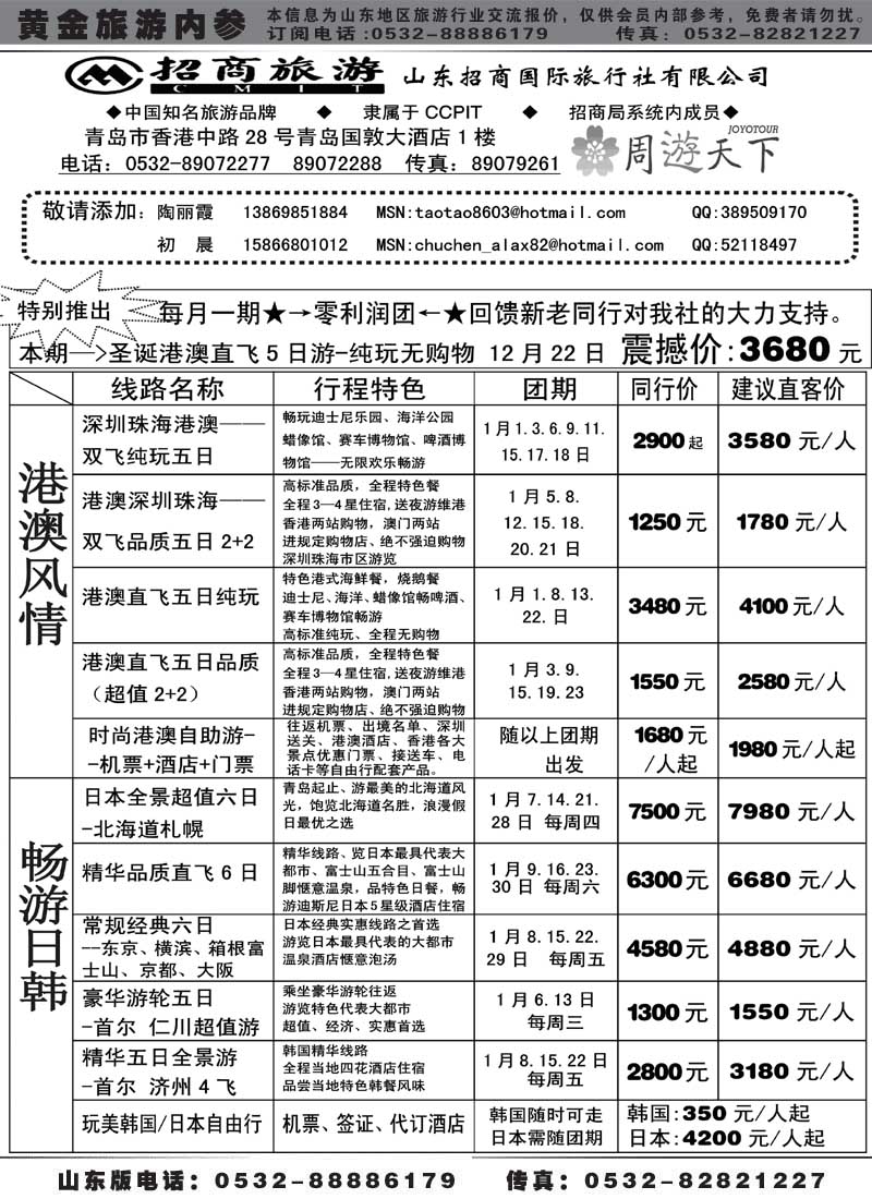 BP26山东招商国际旅行社—周游天下