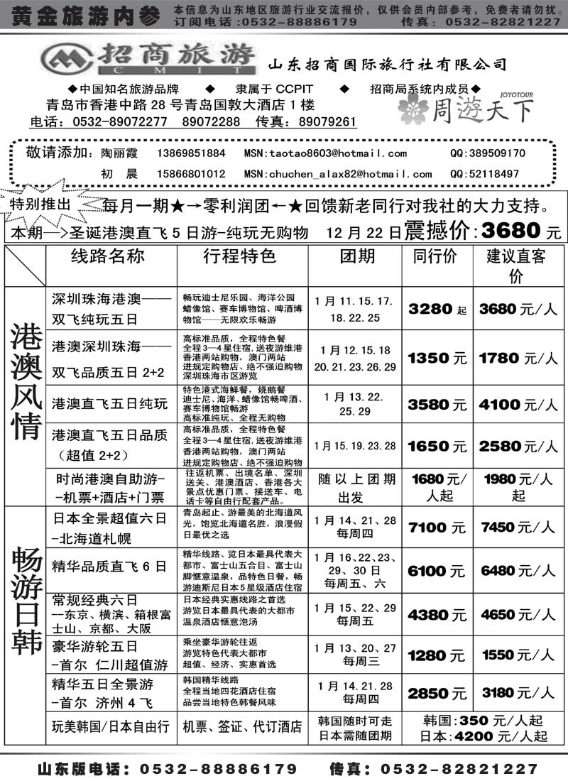 BP22山东招商国际旅行社—周游天下