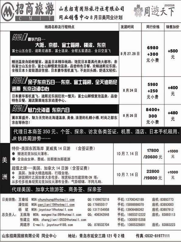 BP43山东招商国际旅行社—周游天下