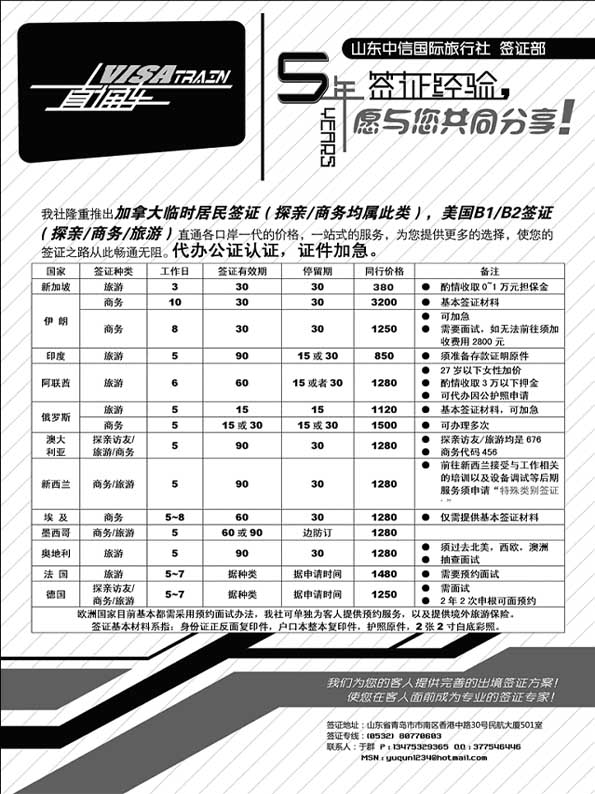 BP64 VISA TRINA –签证专线