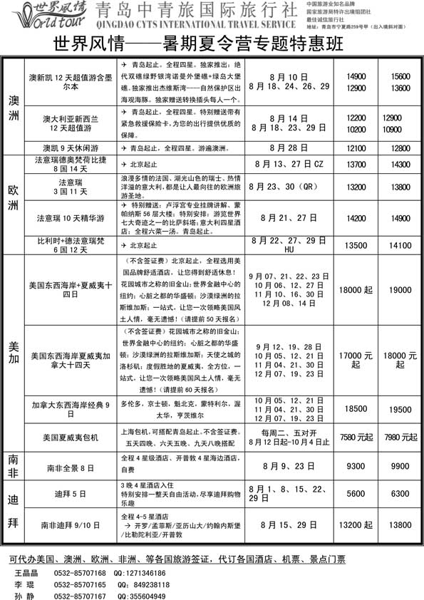 BP31世界风情—青岛中青旅