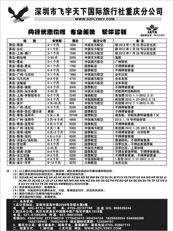 BP70深圳飞宇天下商务特惠国际机票