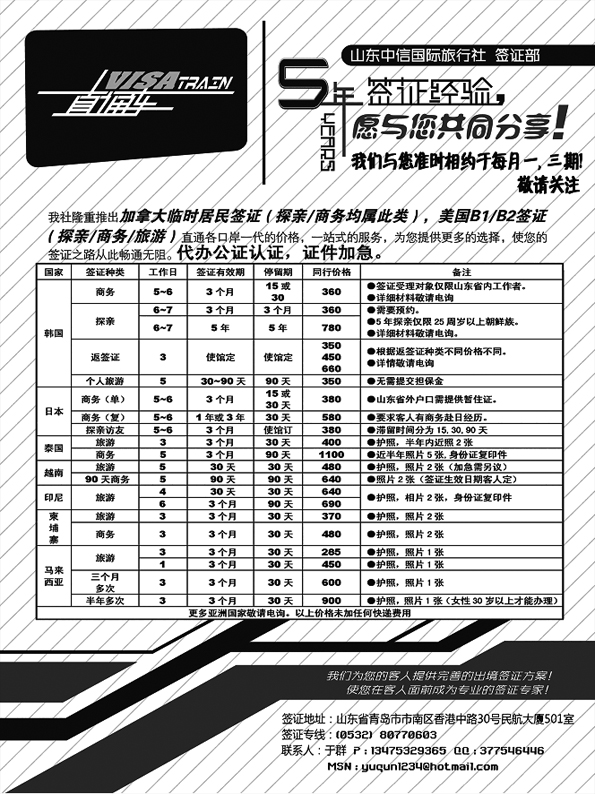 BP45 VISA TRINA-签证专线-中信国旅