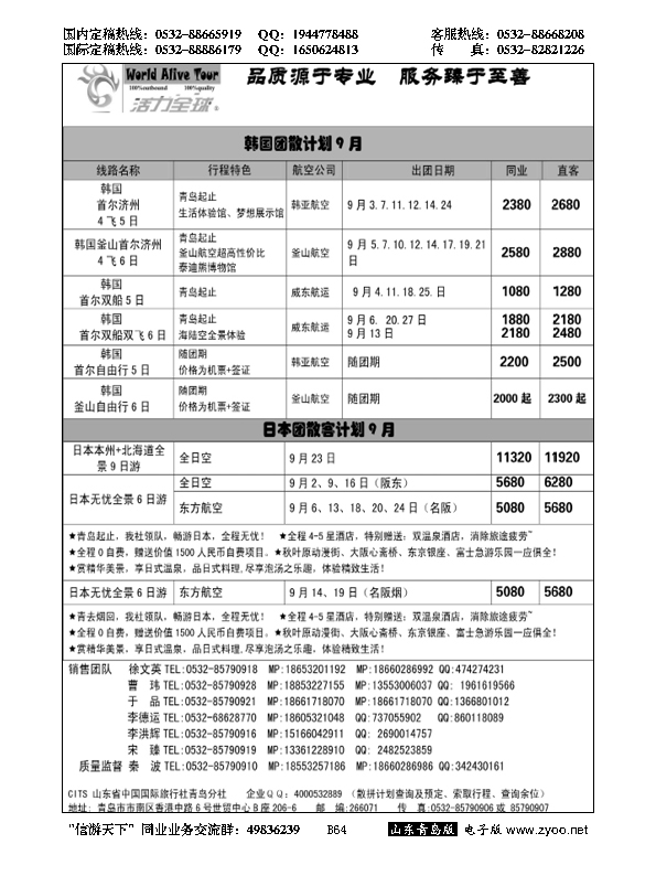 B黑064活力全球-山东省中国国际旅行社青岛分社