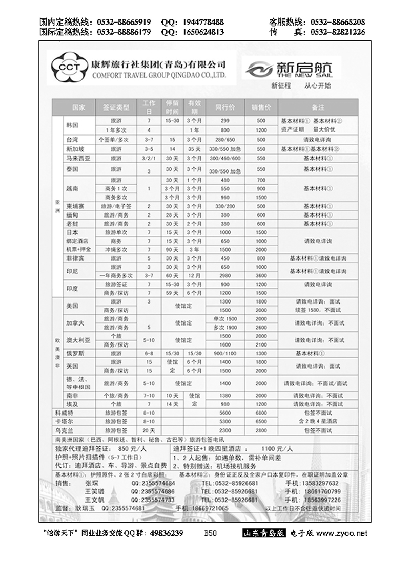 B黑050中国康辉旅行社集团（青岛）有限公司