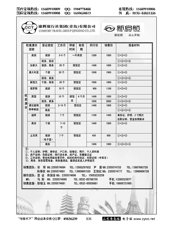 B黑036中国康辉旅行社集团（青岛）有限公司