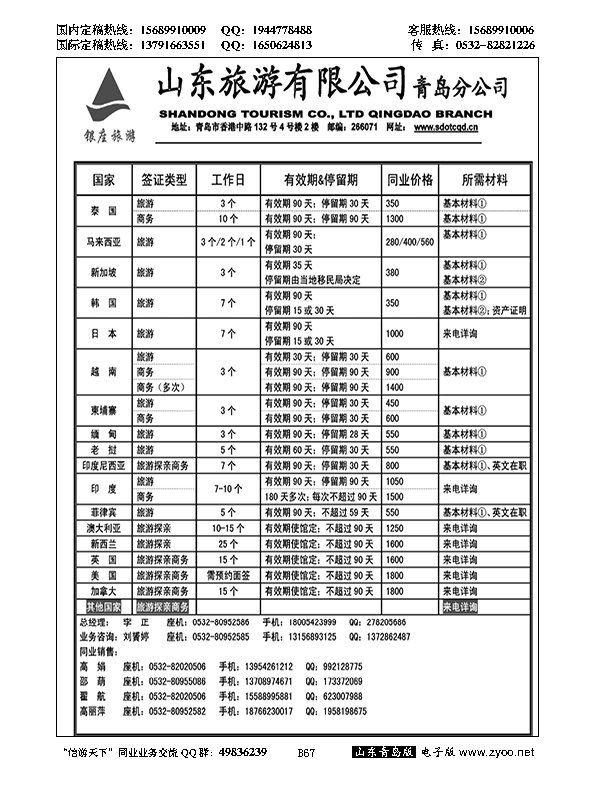 B黑067山东旅游