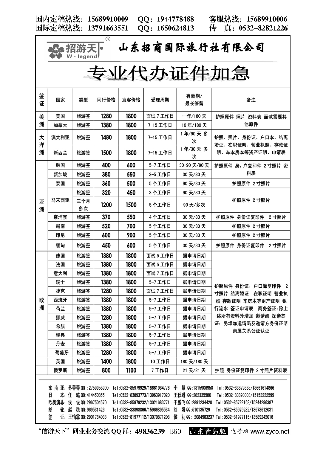 B黑059山东招商国际旅行社—招游天下