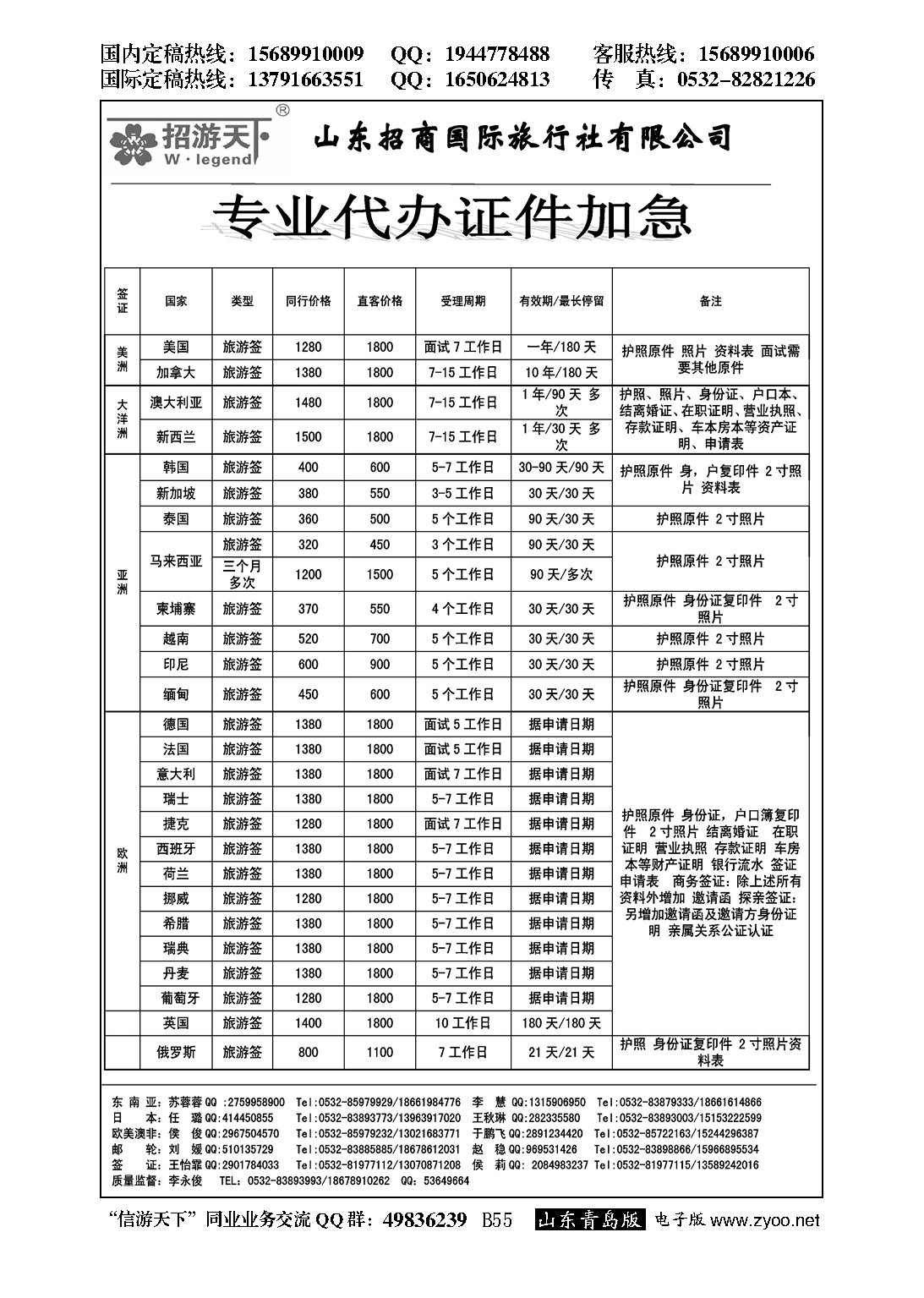 B黑055山东招商国际旅行社—招游天下