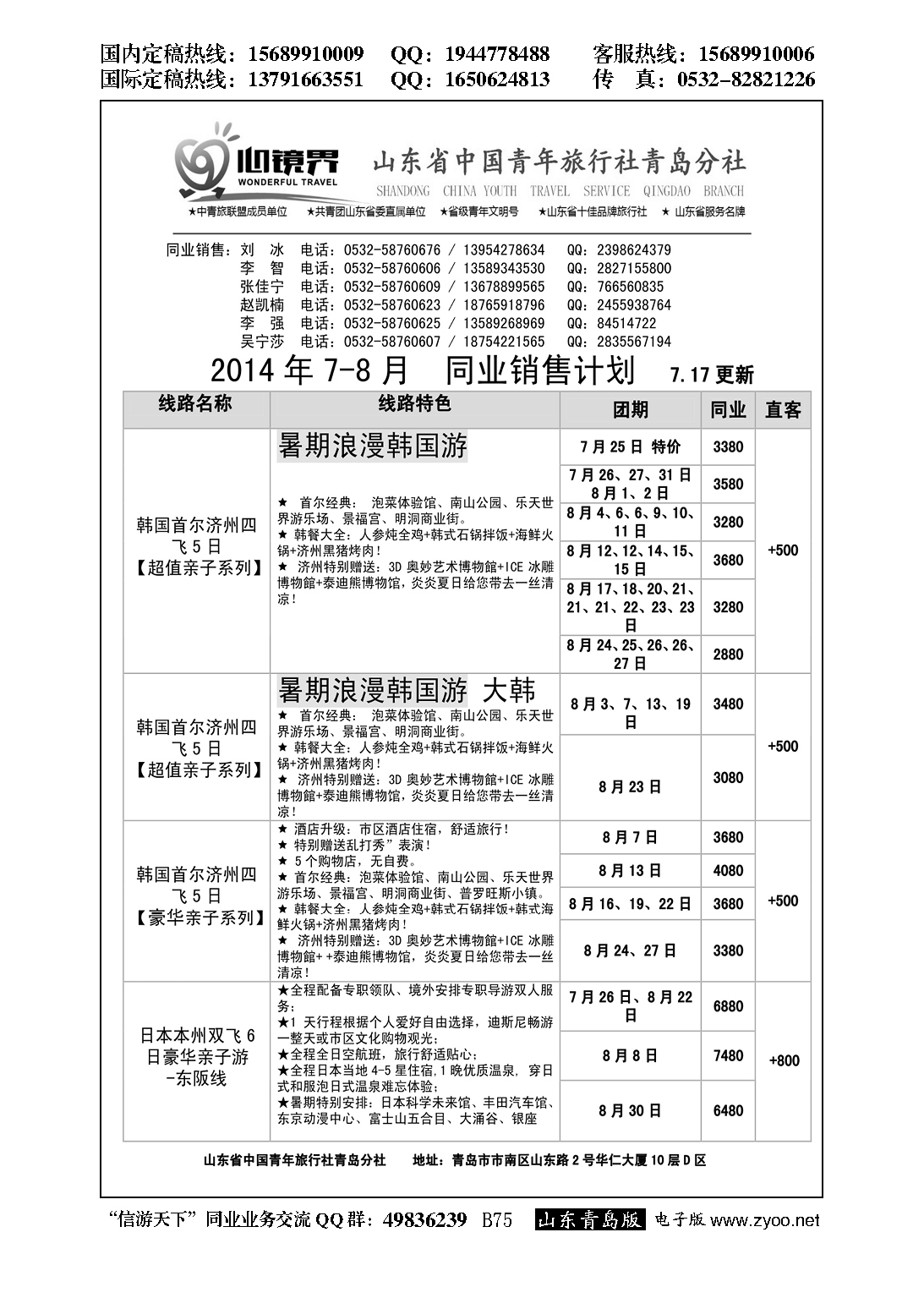 B黑075山东省中国青年旅行社青岛分社