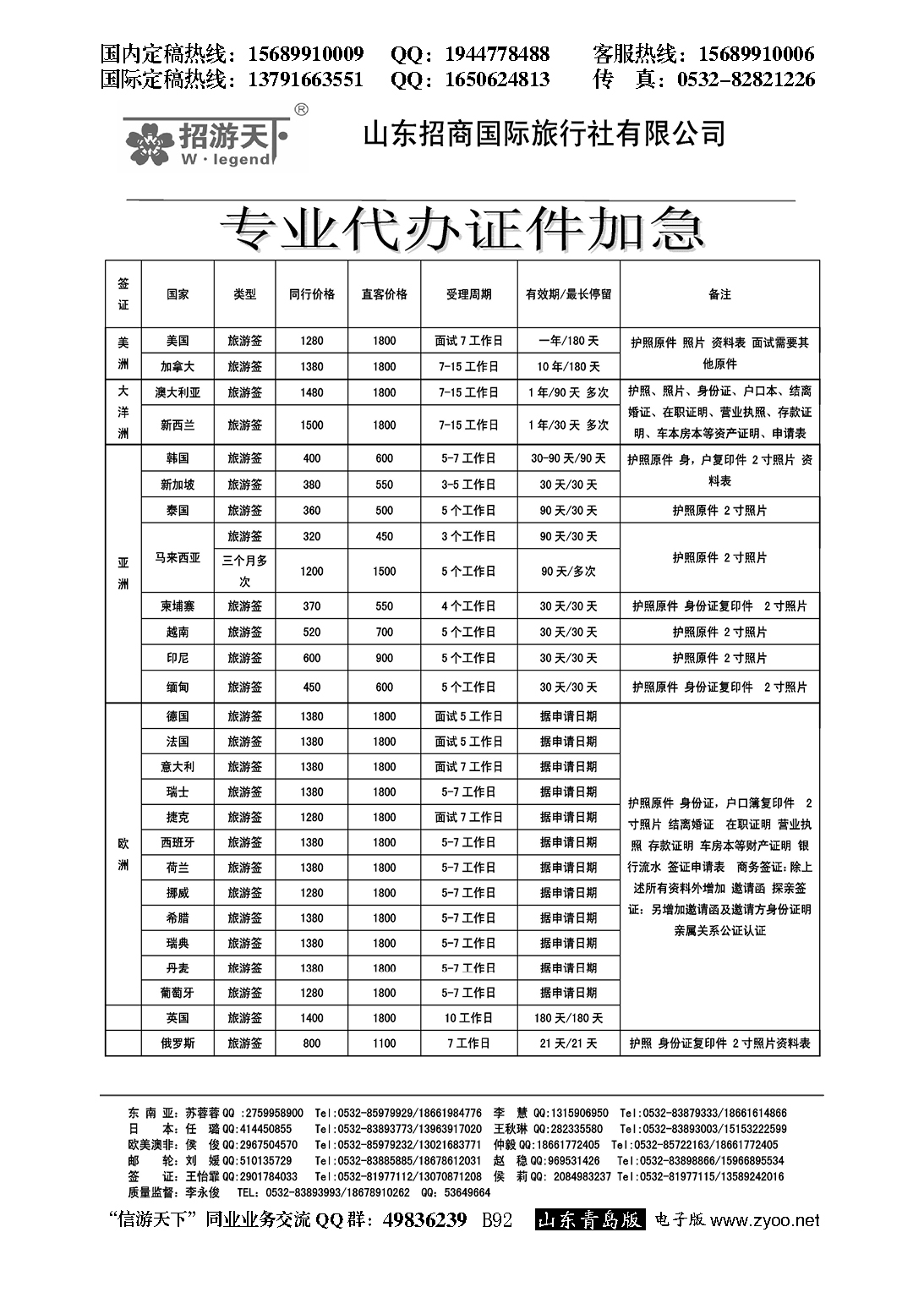B黑092山东招商国际旅行社—招游天下