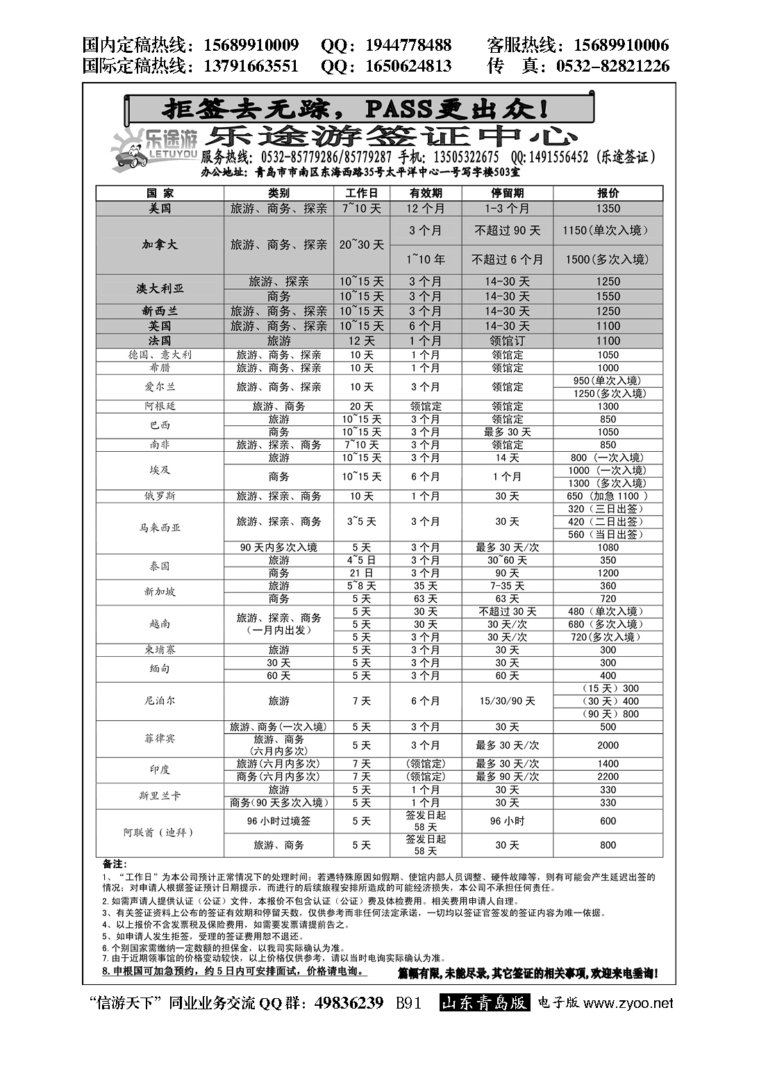 B黑091乐途游-签证专线