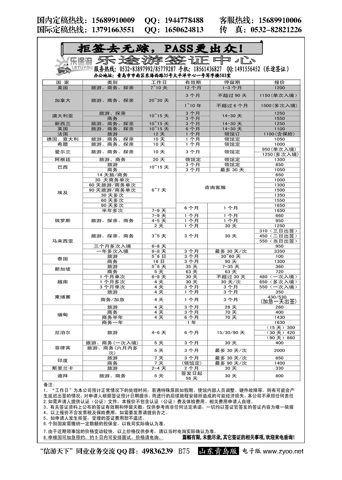 B黑075乐途游-签证专线