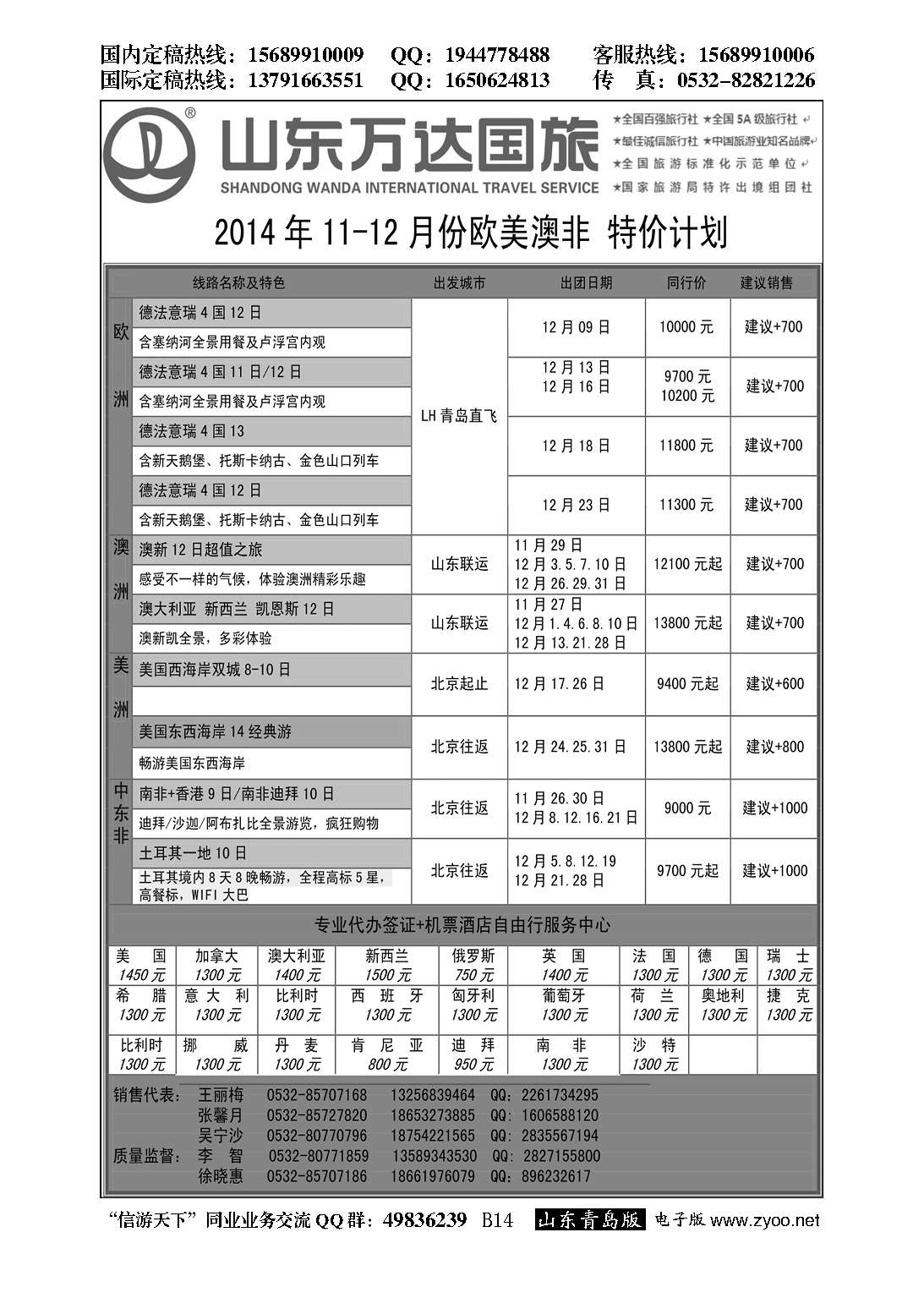 B黑014世界风情--青岛中青旅