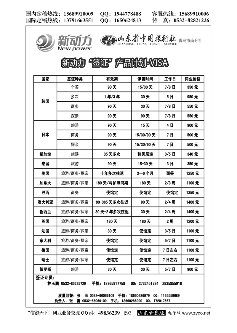 B黑093山东省中国旅行社青岛市南分社-新动力
