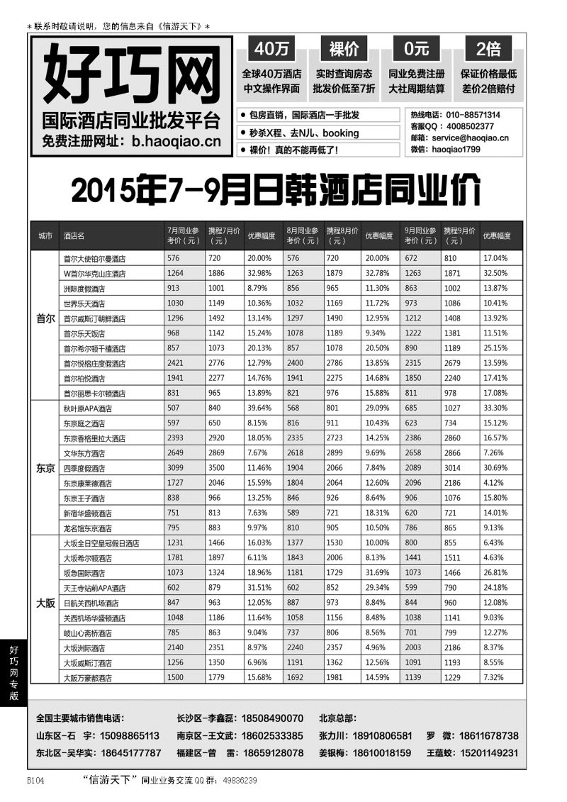 B黑104好巧网-国际酒店同业批发平台