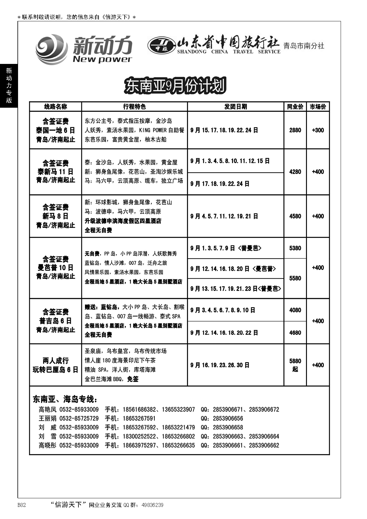 B黑082山东省中国旅行社青岛市南分社-新动力