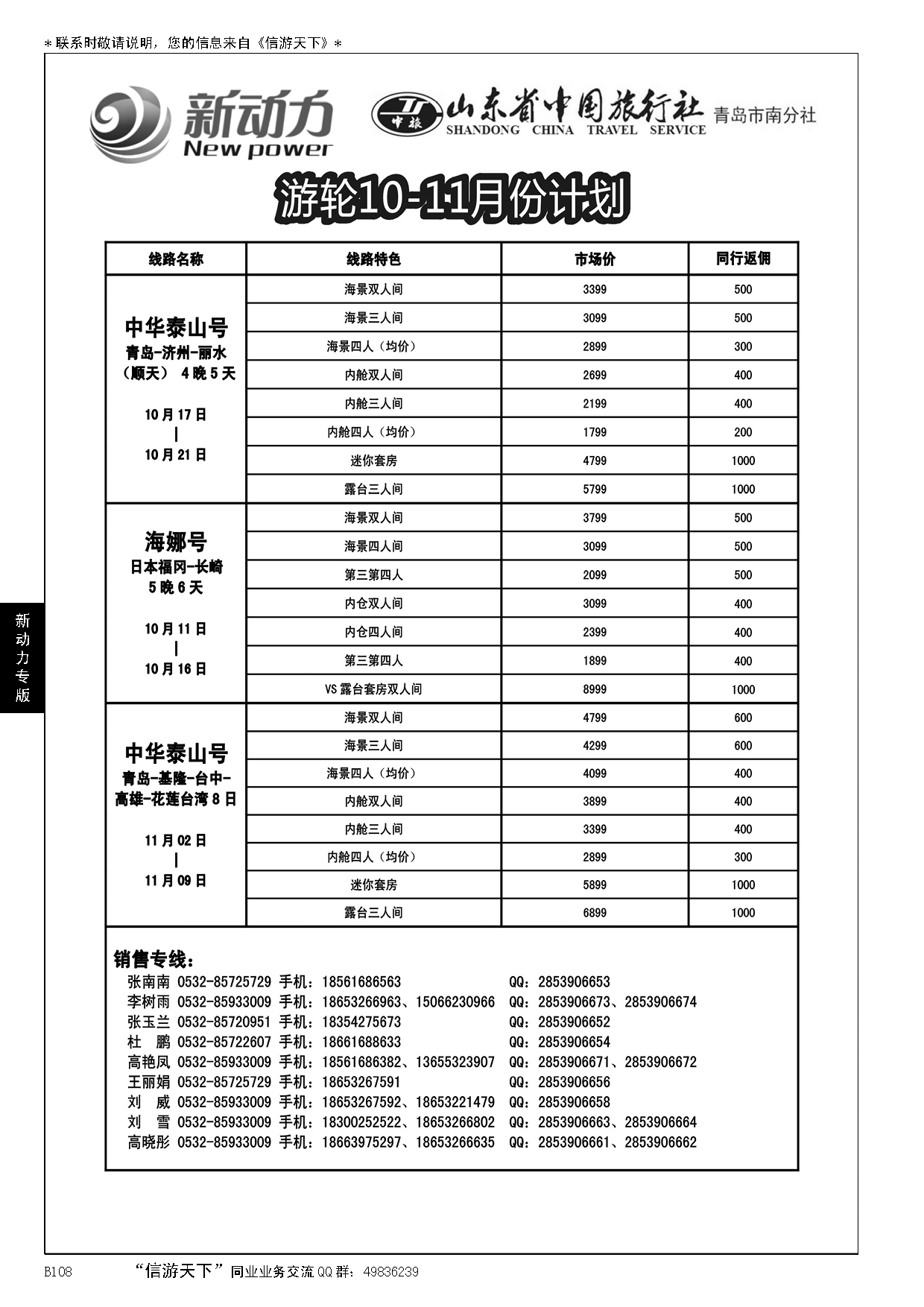 B黑108山东省中国旅行社青岛市南分社-新动力