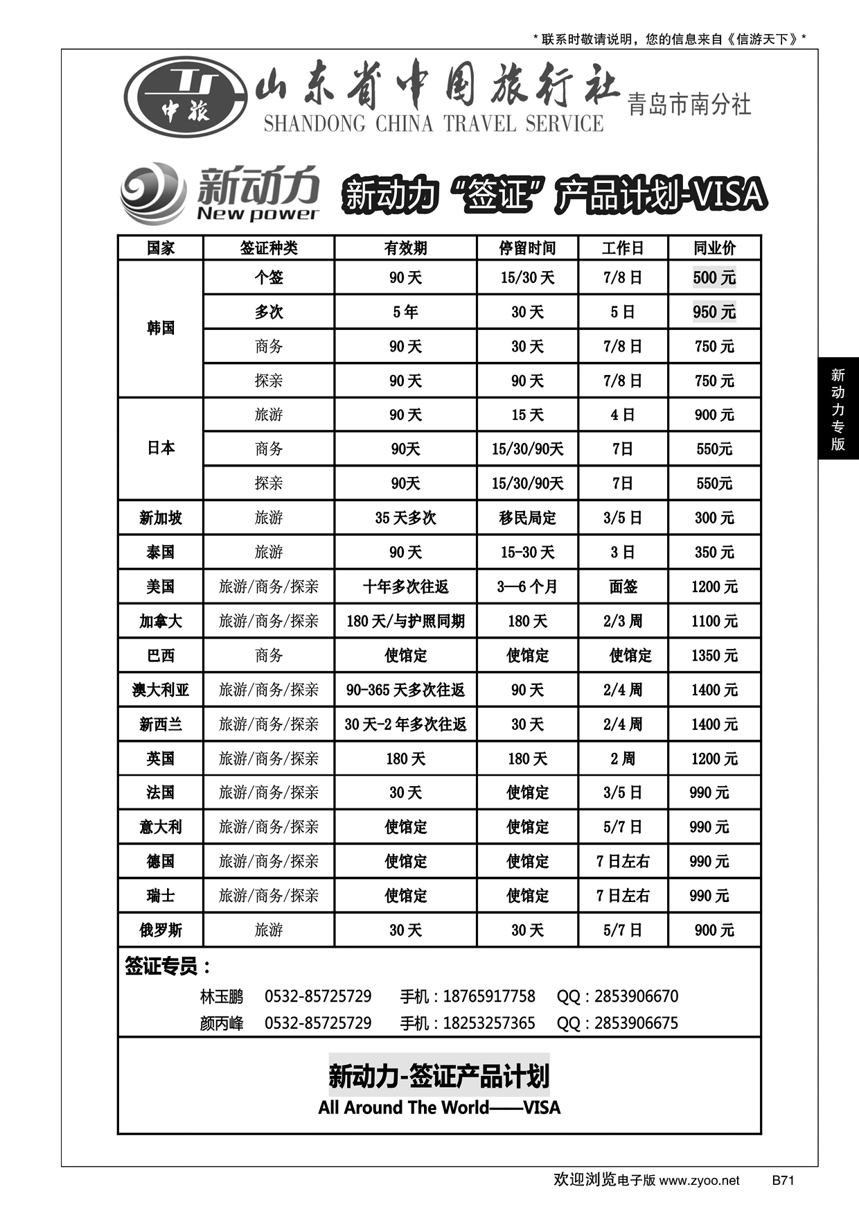 B黑071山东省中国旅行社青岛市南分社-新动力