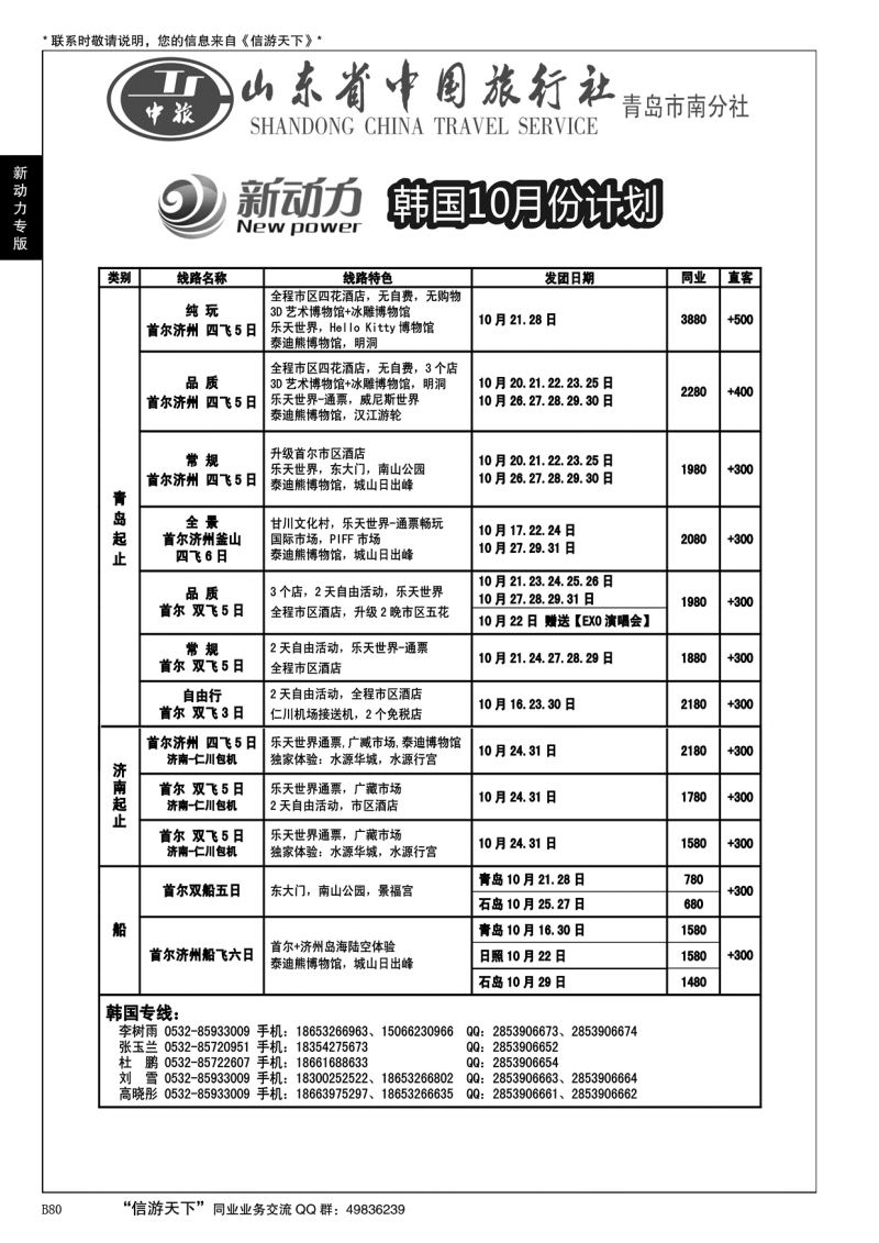 B黑080山东省中国旅行社青岛市南分社-新动力